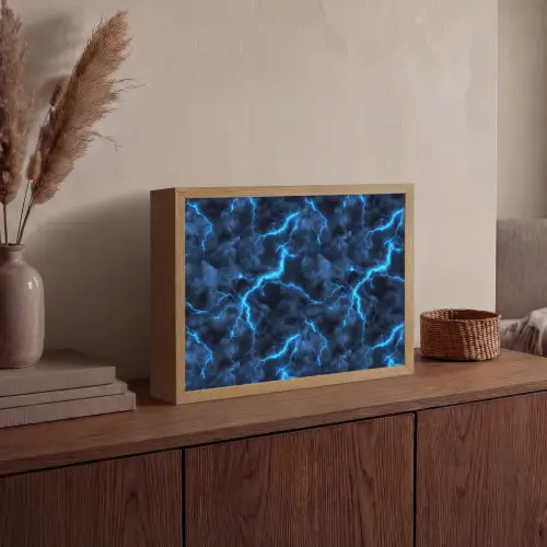 Donker - Blauw - Bliksem Light Box met batterij (Wandlamp) middel 907 -sfeer2