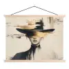 Vrouw - Hoed - Verf textielposter latten blank klein -3d