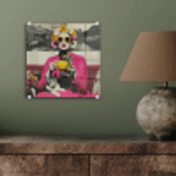 Vrouw - Kat - Bloemen - Kopje - Retro plexiglas 5mm klein -sfeer3