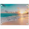Zonsondergang - Strand - Zee - Zomer - Blauw tuinposter los doek klein -3d