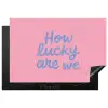 How lucky are we - Klavervier - Roze - Blauw Inductie beschermer vinyl 3mm klein -3d