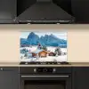 Winter - Huisje - Bergen - Uitzicht - Sneeuw keuken achterwand spatscherm klein -sfeer1