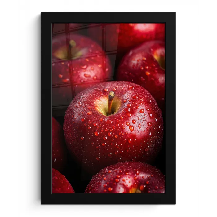 Rood - Appels - Fruit fotolijst zwart zonder passe partout klein -3d