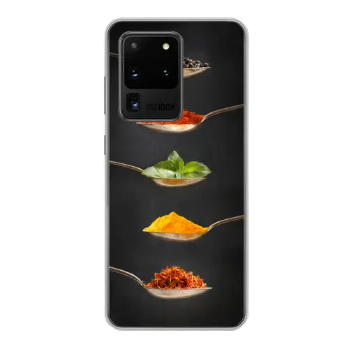 Kruiden - Lepel - Specerijen - Zwart - Italiaans Telefoonhoesje Samsung Galaxy S20 Ultra klein -3d