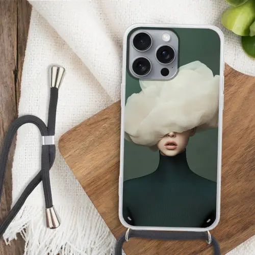 Hoed - Vrouw - Beige Hoesje iPhone 16 Pro Max met koord klein -sfeer4