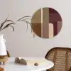 Vlakken - Abstract - Bordeaux - Lijnen Wandcirkel kunststof plaat 5mm dik klein -sfeer4