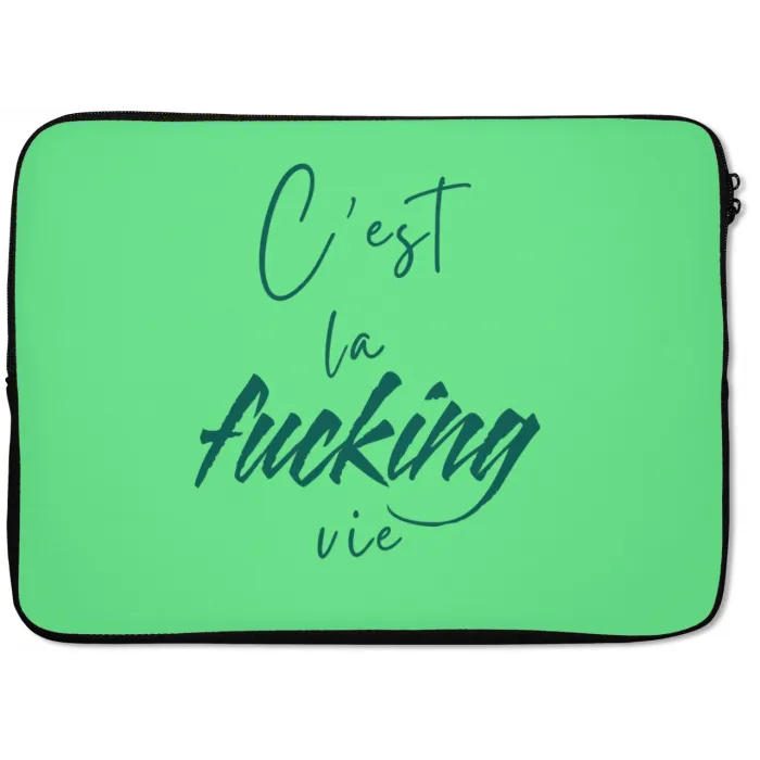 c'est la fucking vie - Groen - Penseelstijl laptophoes neopreen klein -zkaufland3dotto