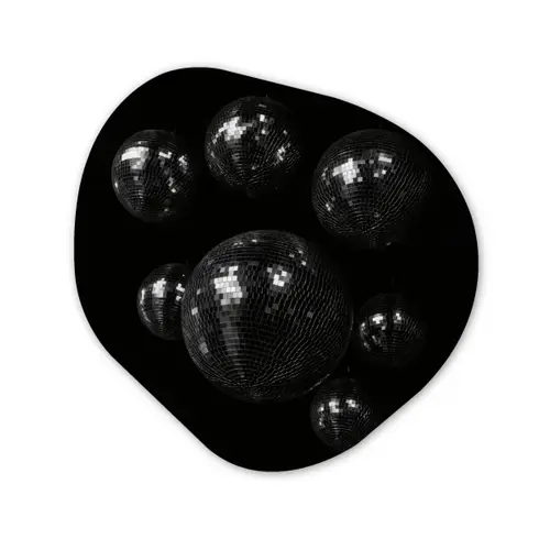 Discoballen - Minimalistisch - Zwart Wandcirkel Organisch Plexiglas middel -3d