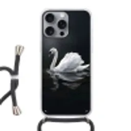 Zwaan - Water - Natuur - Realistisch - Wit Hoesje iPhone 16 Pro Max met koord klein -3d