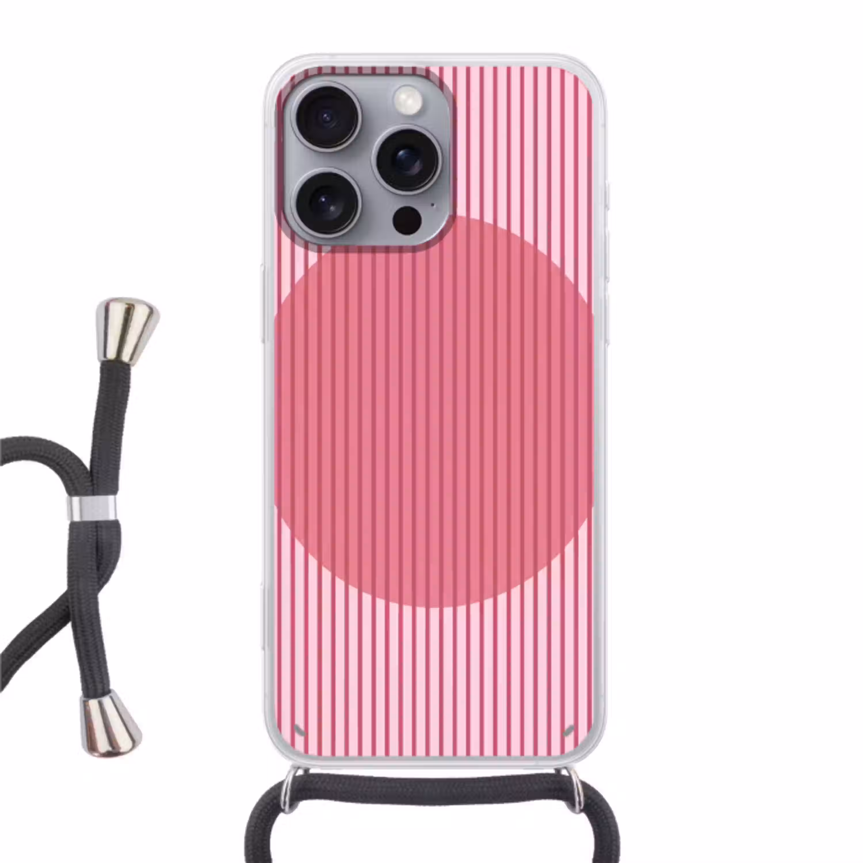 Abstract - Strepen - Ovaal - Roze - Modern Hoesje iPhone 16 Pro Max met koord klein -3d
