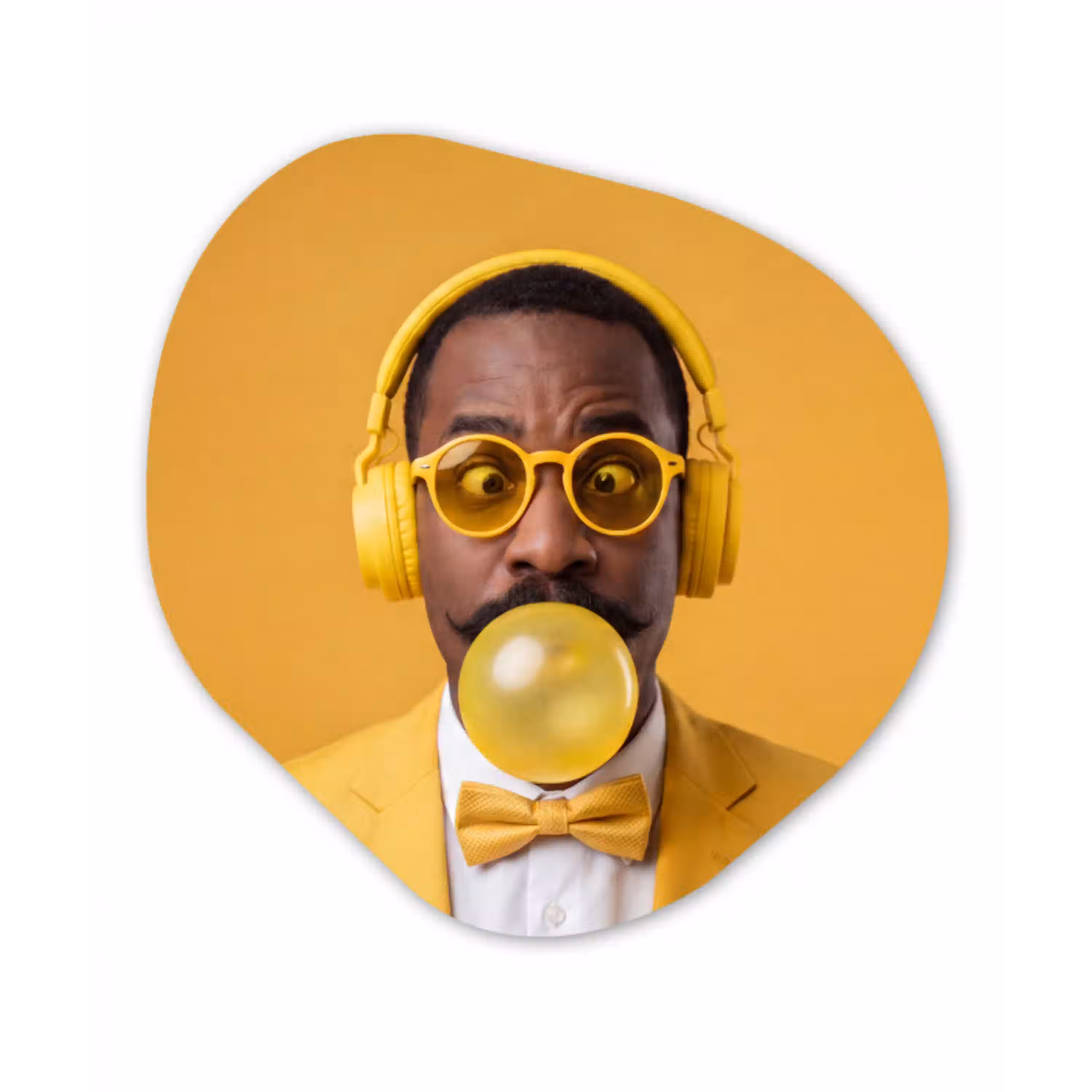 Man - Bubblegum - Portret - Geel - Modern Wandcirkel Organisch Forex 3mm klein -3d