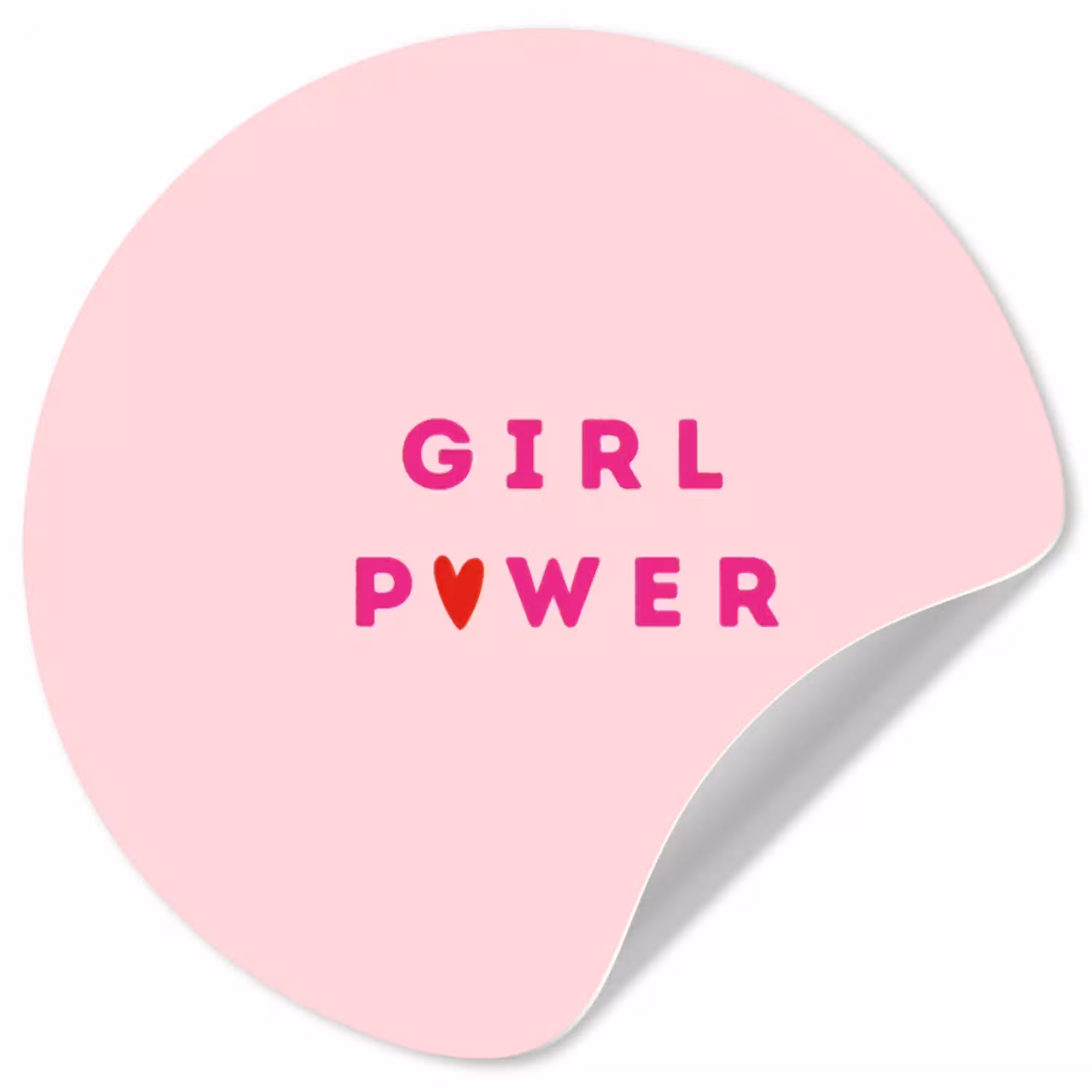 Girl power - Roze - Hartje Wandcirkel behangsticker klein -3d