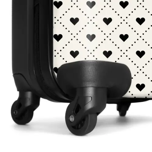 Valentijn hartjes ruitpatroon zwart wit NBS - Handbagage koffer - Kinderen Unisex middel -wiel
