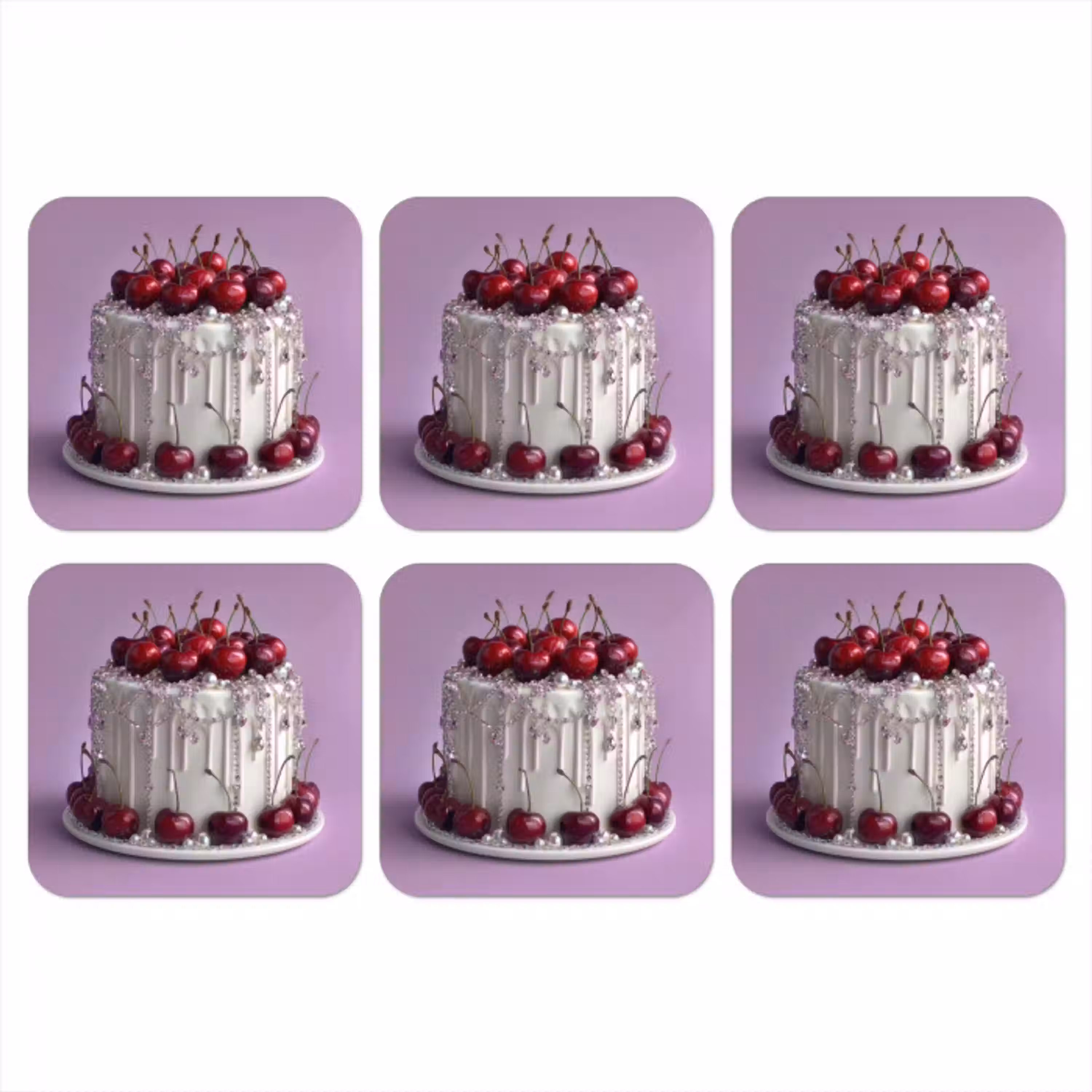 Taart - Kersen - Juwelen - Rood onderzetter kurk middel -3d