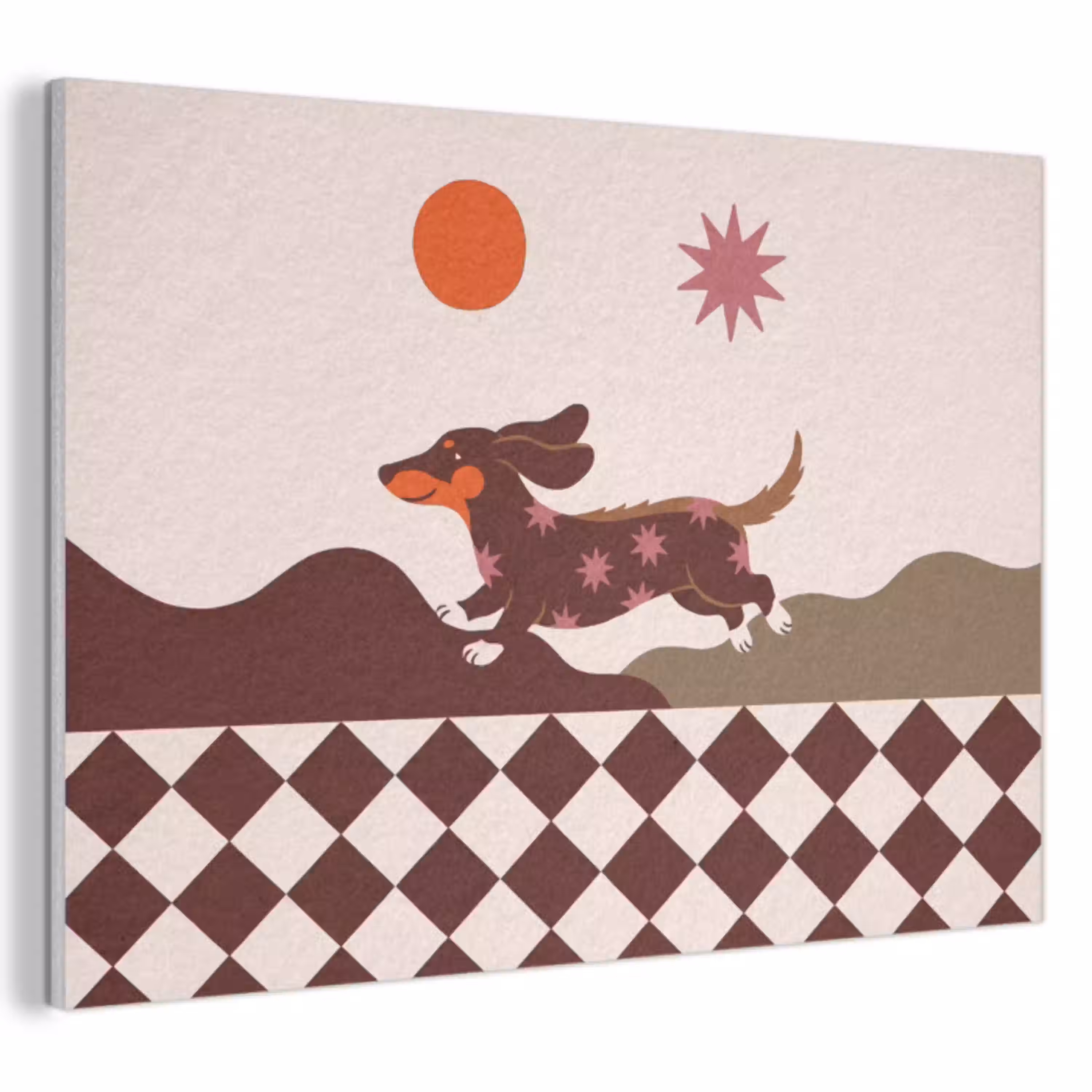 Hond - Abstract - Dieren - Modern - Bruin PET vilt klein -3d