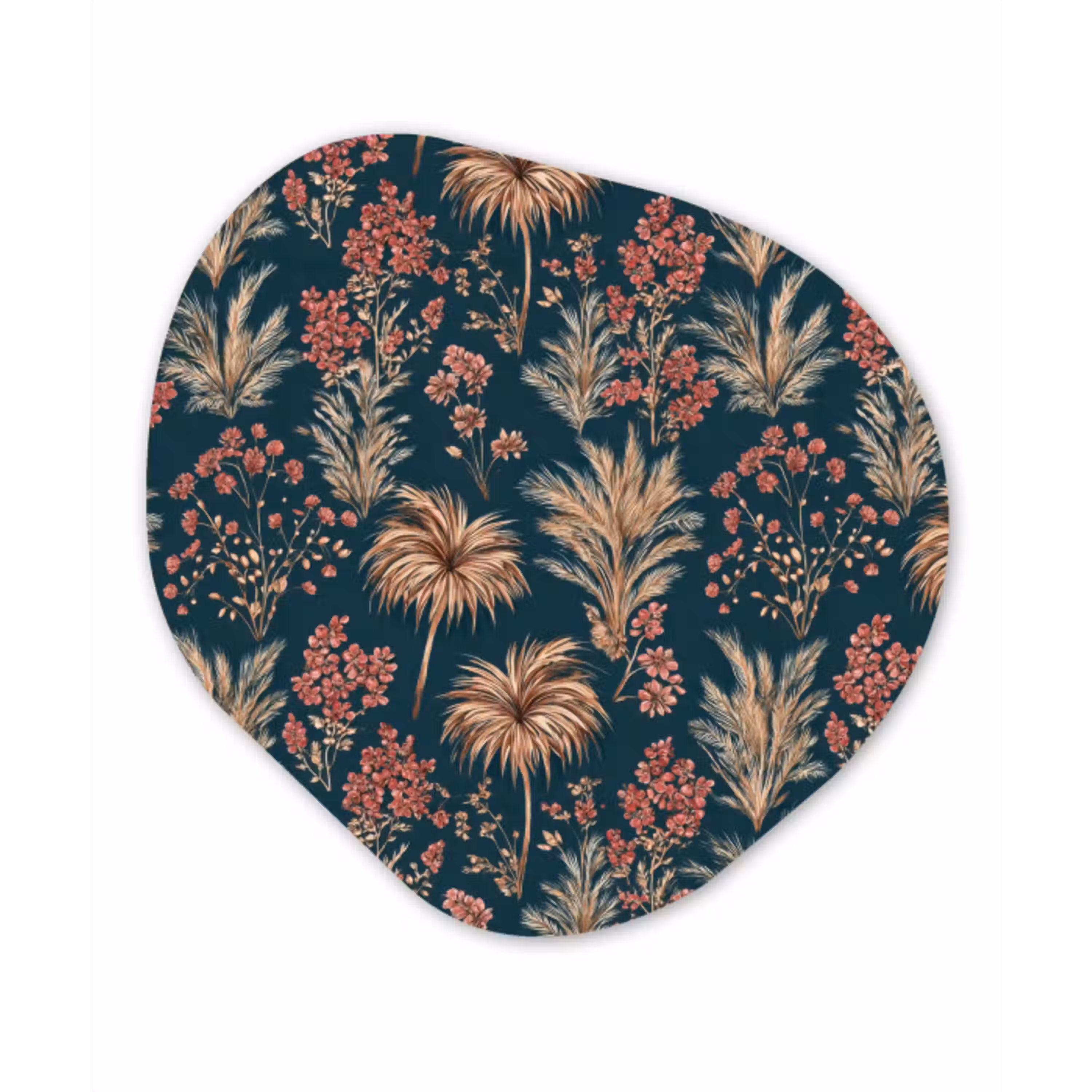 Botanisch - Patroon - Blauw Wandcirkel Organisch Forex 3mm klein 629 -3d