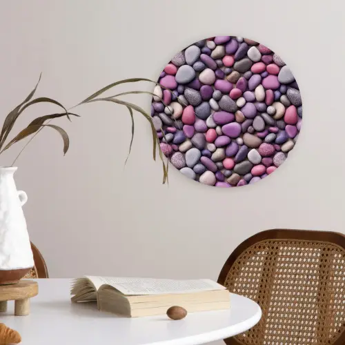 Kiezels - Paars - Roze Wandcirkel plexiglas klein 852 -sfeer4