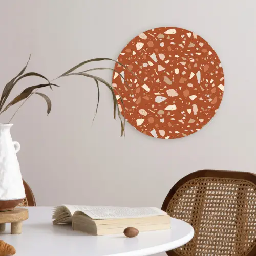 Terrazzo - Patroon - Klei Wandcirkel plexiglas klein 852 -sfeer4
