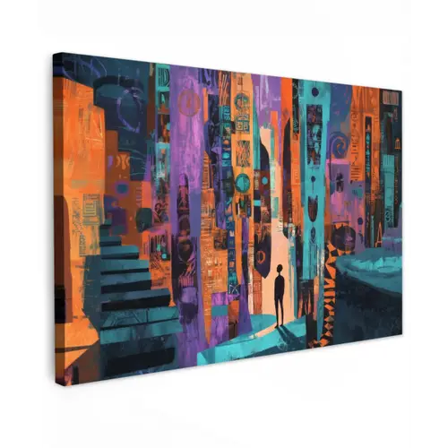 Abstract - Figuren - Kleurrijk canvas 2cm klein -z3d