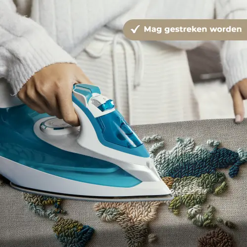 Wereldkaart - Geborduurd - Aardetinten Wandkleed katoen klein -sfeer9