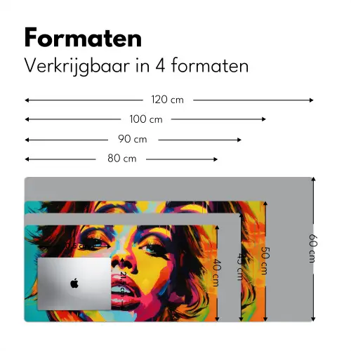 Vrouw - Gezicht - Kleurrijk Muismat XXL klein -sfeer5