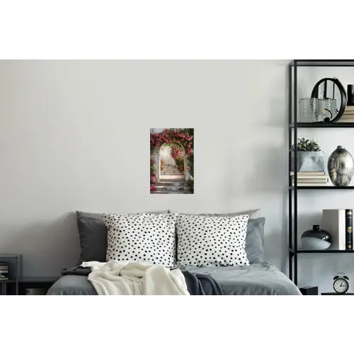 Doorkijk - Rozen - Vintage - Poort Muursticker klein -slaapkamer
