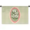Bloemen - Illustratie - Geruit - Groen Wandkleed katoen klein -zz3d