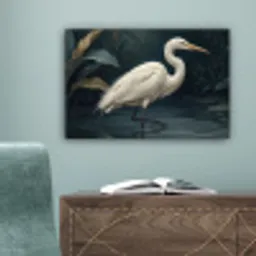 Reiger - Water - Natuur - Modern - Wit canvas 2cm klein -sfeer4