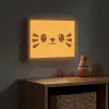 Kat - Simplistisch - Oranje - Vrolijk Light Box met batterij (Wandlamp kind) middel -sfeer5_kind