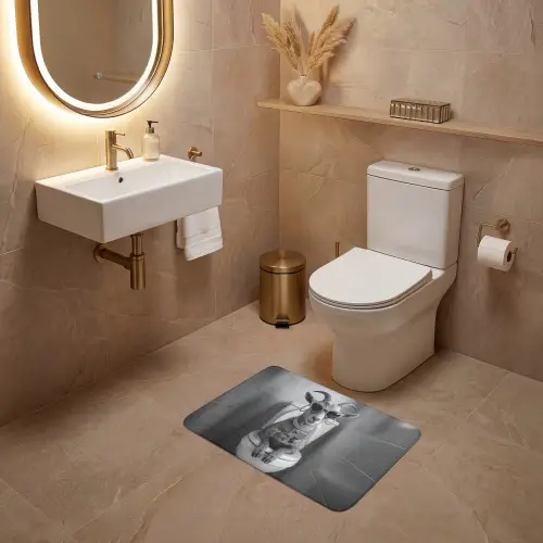 Geit - Telefoon - Toilet - Zwart - Wit WCmat klein -sfeer3