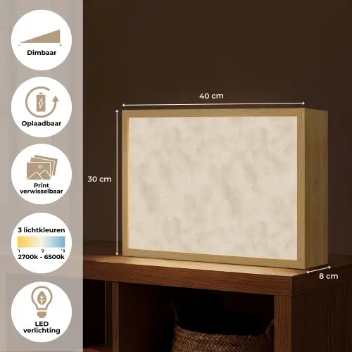 Structuur - Spikkels - Beige Light Box met batterij (Wandlamp) middel 907 -USP_websiteoverzichtNL