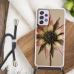 Droogbloem - Protea - Vintage - Beige - Rustiek Hoesje Samsung Galaxy A52 5G met koord klein -sfeer4