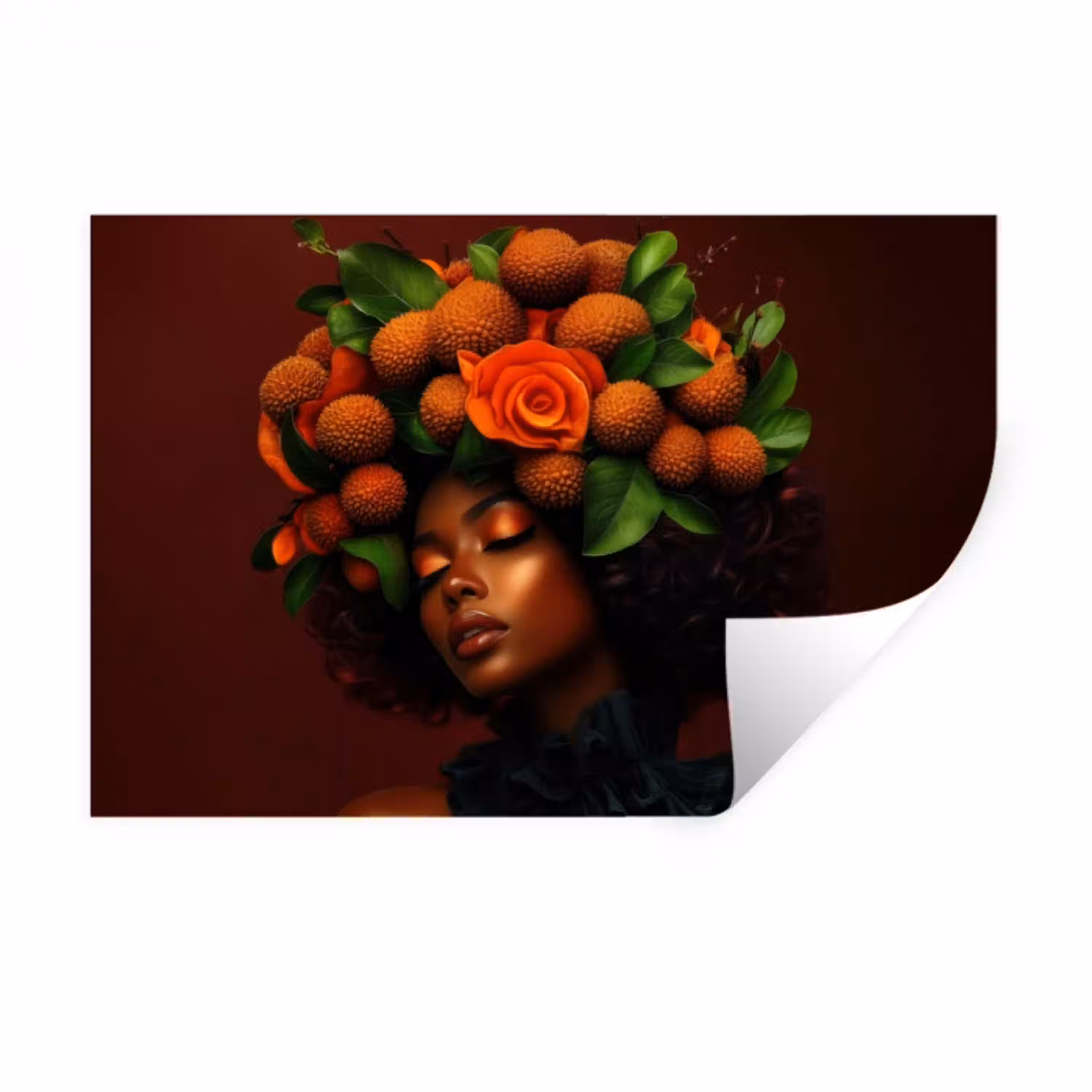 Vrouw - lychee - exotisch Muursticker klein -3d
