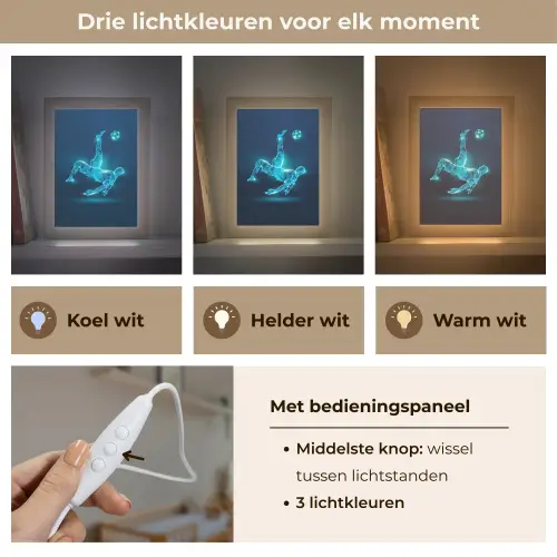 Voetballer - Blauw - Neon Light Box met kabel klein -USP_lichtkleurNL