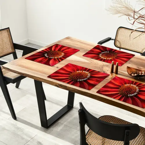 Close up - Bloem - Quote - Rood Placemat vinyl groot -zzsfeer4_Kitchenyeah-website
