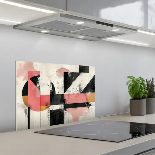 Roze - Abstract - Aesthetic - Modern - Vormen keuken achterwand spatscherm klein -3d_schuin