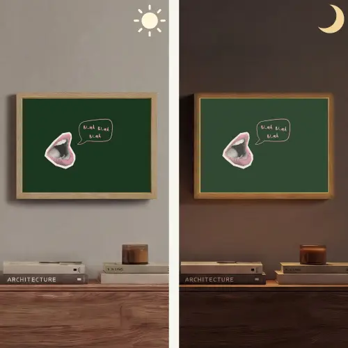 Illustratie - Mond - Donkergroen - Tekstwolkje Light Box met batterij (Wandlamp) middel -sfeer3