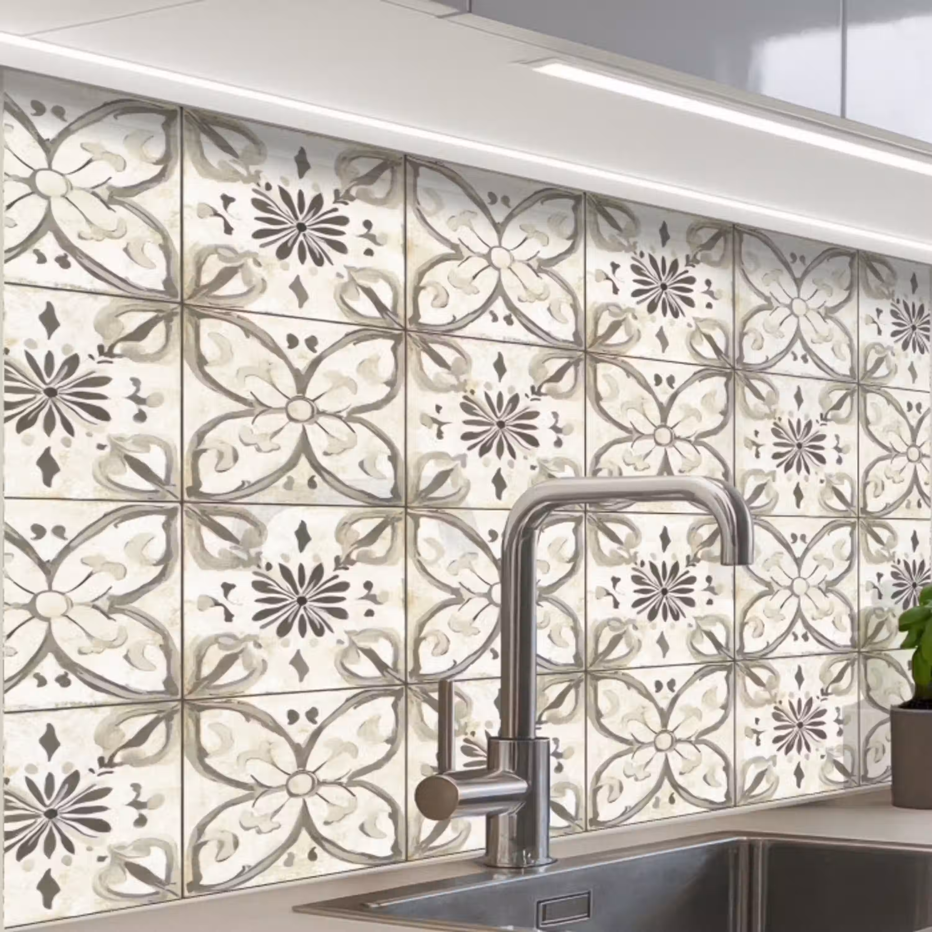 Antiek - Tegel - Beige keuken achterwand 2 middel 865 -zzzz3d_schuin