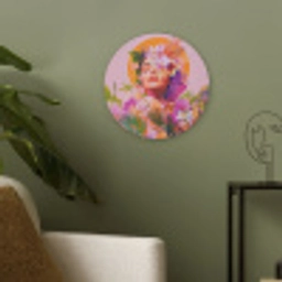Vrouw - Abstract - Cirkel - Bloemen Akoestische PET Vilt - Rond klein -sfeer2
