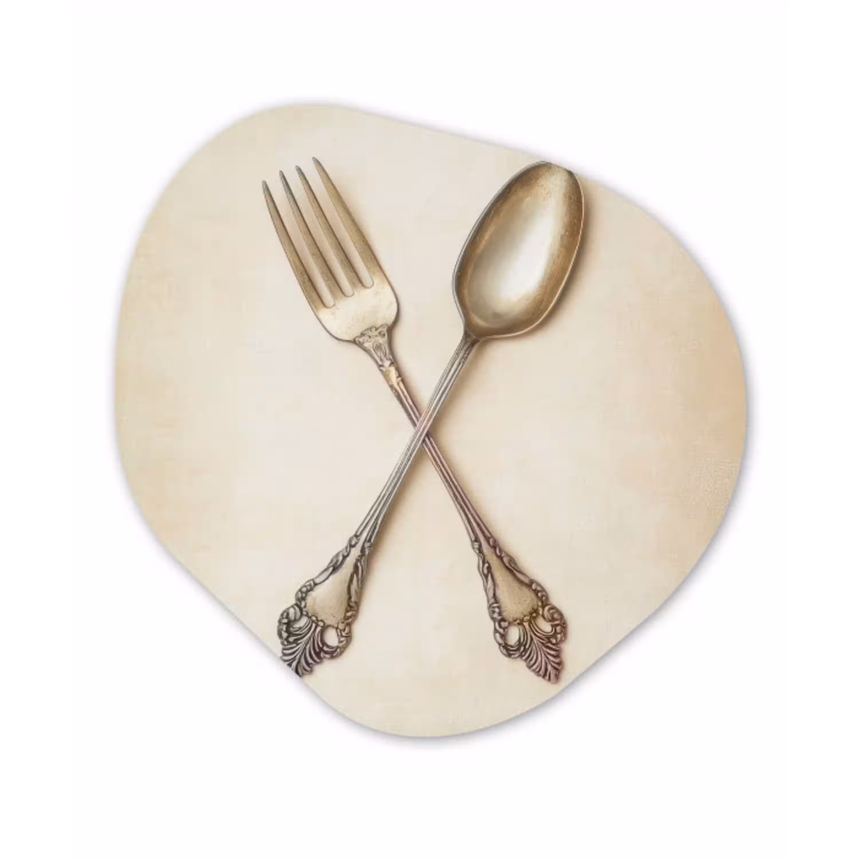 Beige - Vintage - Bestek Wandcirkel Organisch Forex 3mm klein -3d