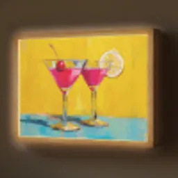 Glazen - Cocktail - Citroen - Kers Light Box met batterij (Wandlamp) middel -z3d_website