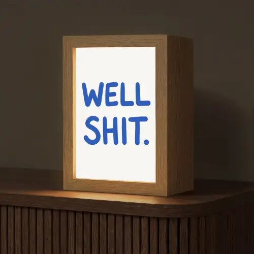 Blauw - Quote - Wit Light Box met kabel (Tafellamp) klein -z3d_website
