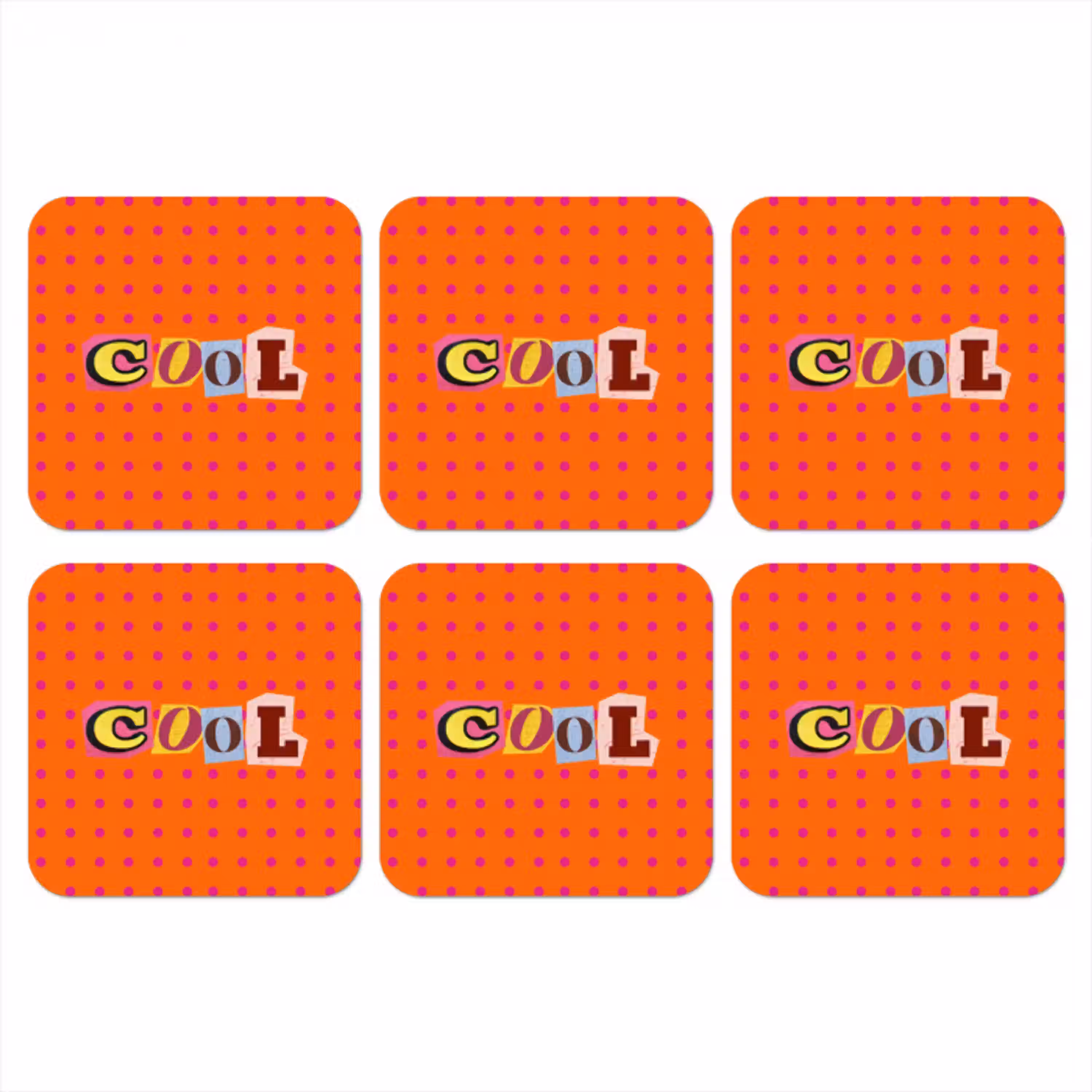 Cool - Stippen - Oranje onderzetter kurk middel -3d