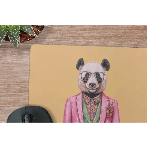 Panda - Pak - Zonnebril - Blauw muismat rubber klein -closeup