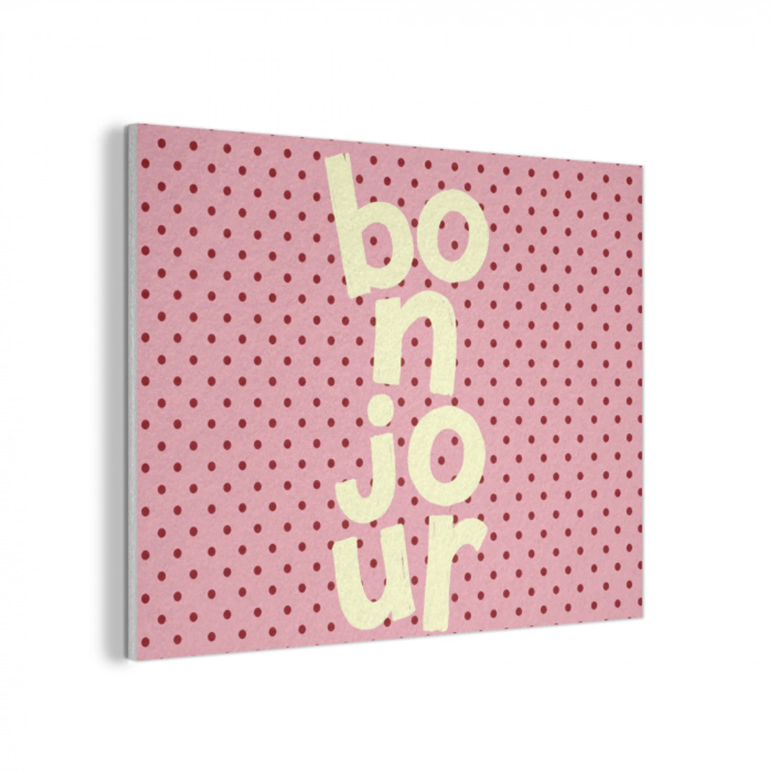 Bonjour - Stippen - Roze- Geel PET vilt klein -3d
