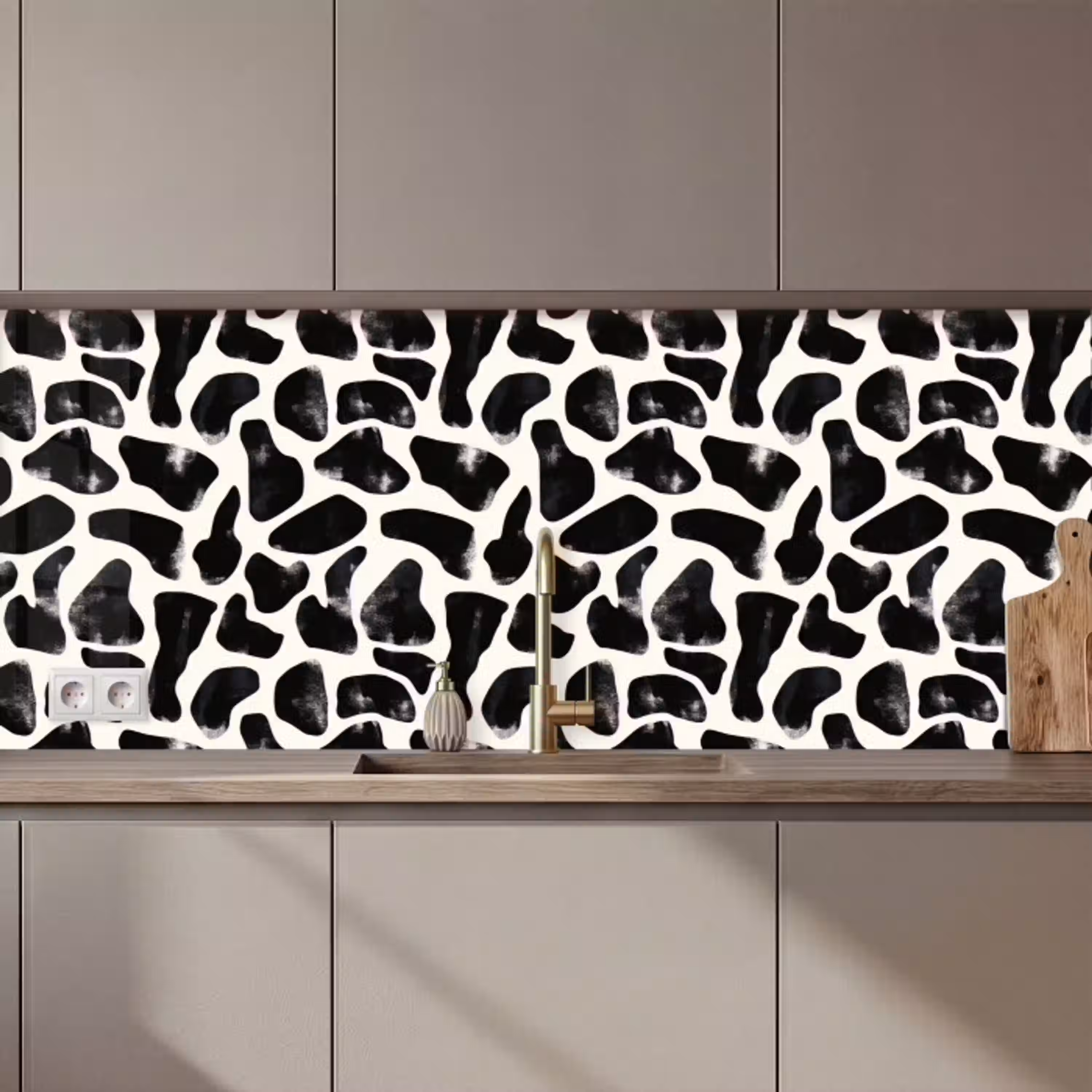 Dierenpatroon - Vlekken - Zwart - Wit keuken achterwand 2 middel 871 zz_3dshopping
