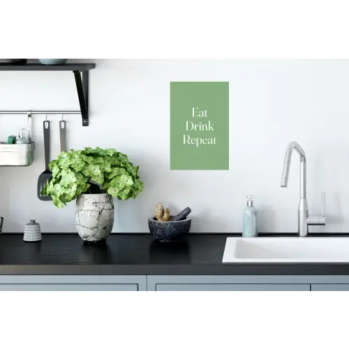 Eten - Drinken - Tekst - Mintgroen Muursticker klein -keuken