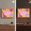 Tas - Roze - Bloemen Light Box met batterij (Wandlamp) middel -sfeer3