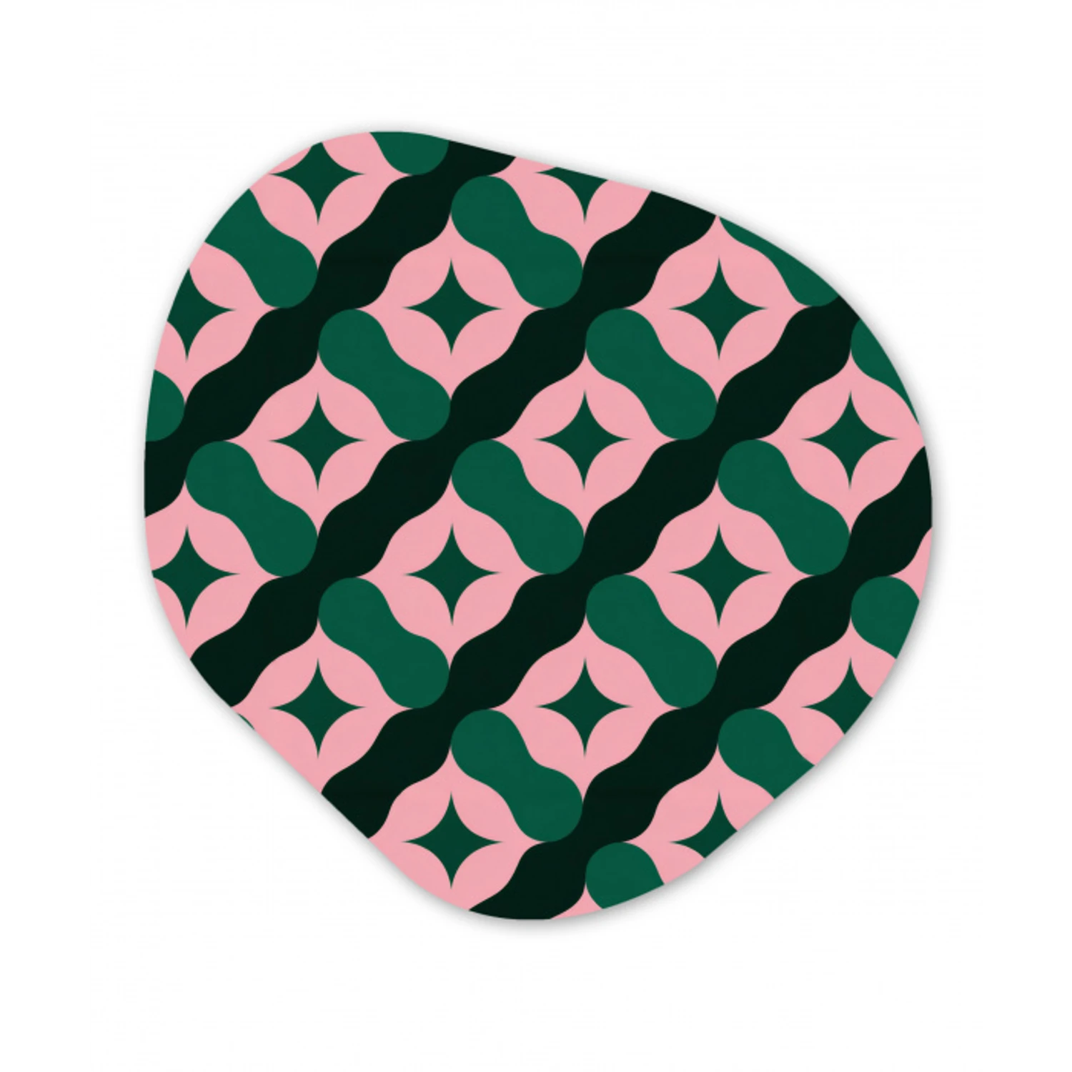 Groen - Roze - Retro - Sterren Wandcirkel Organisch Aluminium middel 851 -3d