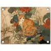 Kat - Sierlijk - Bloemen tuinposter los doek klein -3d